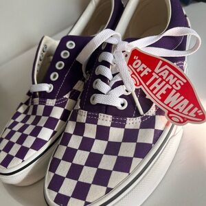 Vans Purple and White Checkered Sneakers